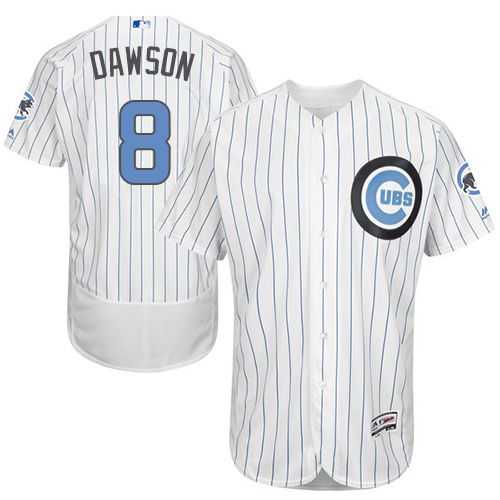 Chicago Cubs #8 Andre Dawson White(Blue Strip) Flexbase Authentic Collection Father's Day Stitched MLB Jersey
