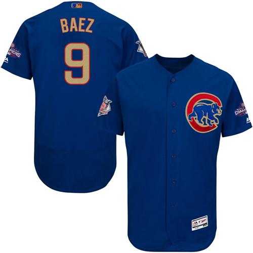Chicago Cubs #9 Javier Baez Blue Flexbase Authentic 2017 Gold Program Stitched MLB Jersey