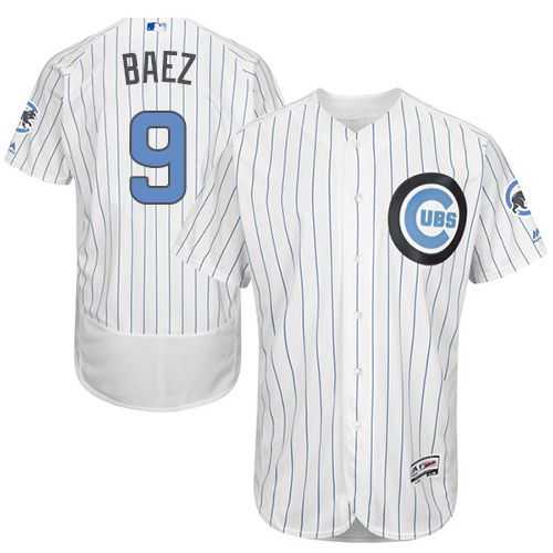 Chicago Cubs #9 Javier Baez White(Blue Strip) Flexbase Authentic Collection Father's Day Stitched MLB Jersey