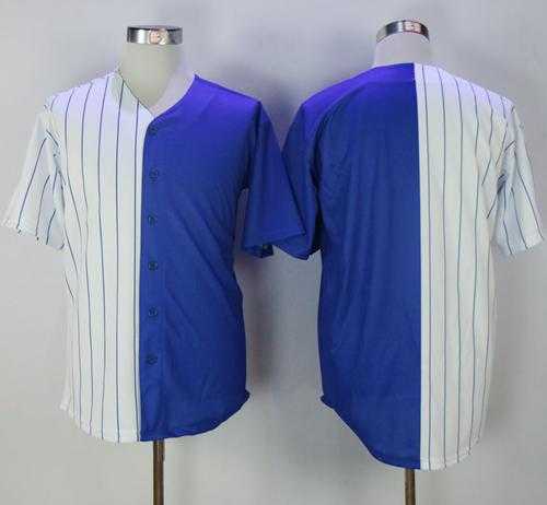 Chicago Cubs Blank White Blue Split Fashion Stitched MLB Jersey