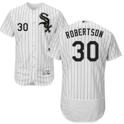 Chicago White Sox #30 David Robertson White(Black Strip) Flexbase Authentic Collection Stitched MLB Jersey