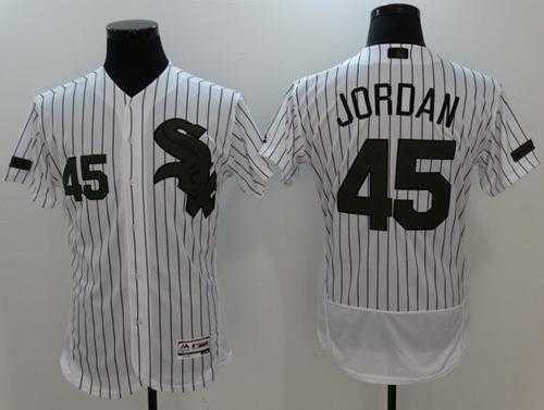 Chicago White Sox #45 Michael Jordan White(Black Strip) Flexbase Authentic Collection Memorial Day Stitched MLB Jersey