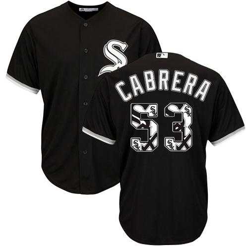 Chicago White Sox #53 Melky Cabrera Black Team Logo Fashion Stitched MLB Jersey