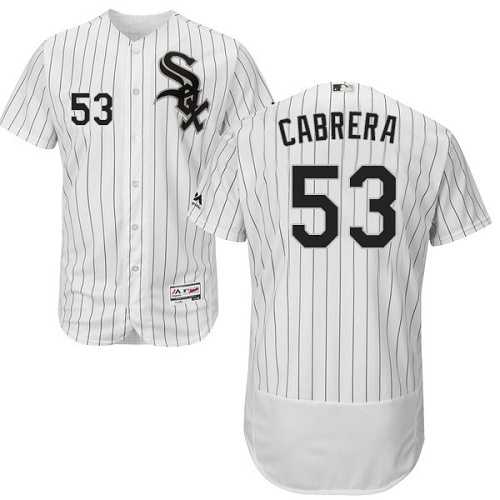 Chicago White Sox #53 Melky Cabrera White(Black Strip) Flexbase Authentic Collection Stitched MLB Jerseys