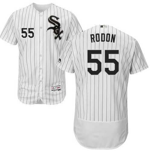 Chicago White Sox #55 Carlos Rodon White(Black Strip) Flexbase Authentic Collection Stitched MLB Jersey