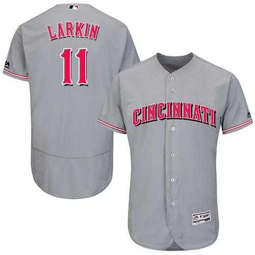 Cincinnati Reds #11 Barry Larkin Grey Flexbase Authentic Collection Stitched MLB Jersey