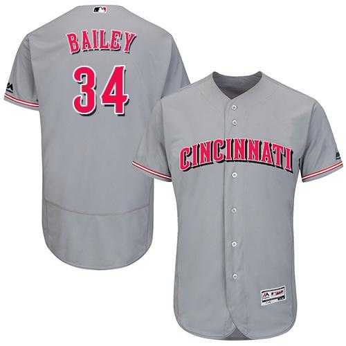 Cincinnati Reds #34 Homer Bailey Grey Flexbase Authentic Collection Stitched MLB Jersey