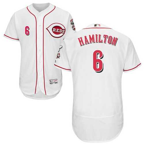Cincinnati Reds #6 Billy Hamilton White Flexbase Authentic Collection Stitched MLB Jersey Cincinnati Reds #6 Billy Hamilton White Flexbase Authentic Collection Stitched MLB Jersey