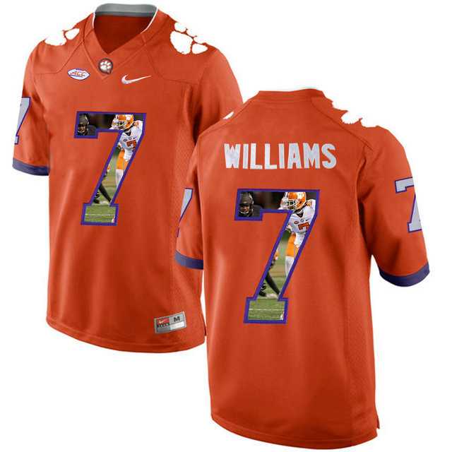 Clemson Tigers #7 Mike Williams Orange With Portrait Print College Football Jersey3