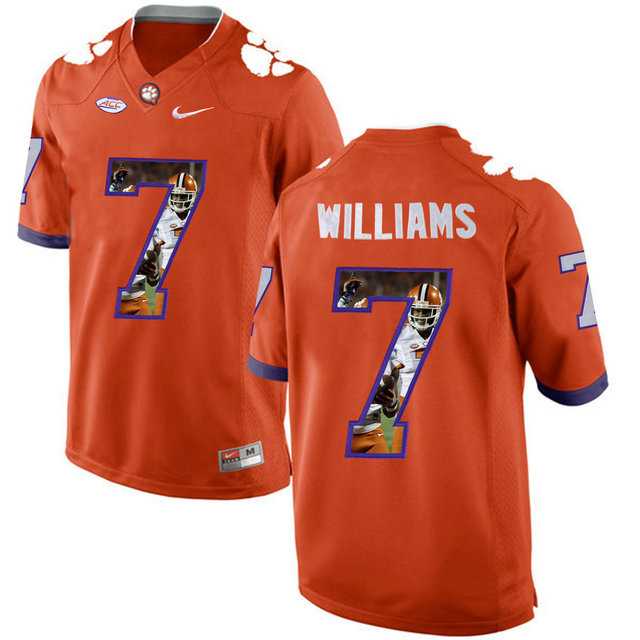 Clemson Tigers #7 Mike Williams Orange With Portrait Print College Football Jersey4