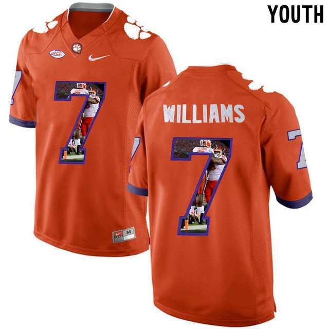 Clemson Tigers #7 Mike Williams Orange With Portrait Print Youth College Football Jersey5