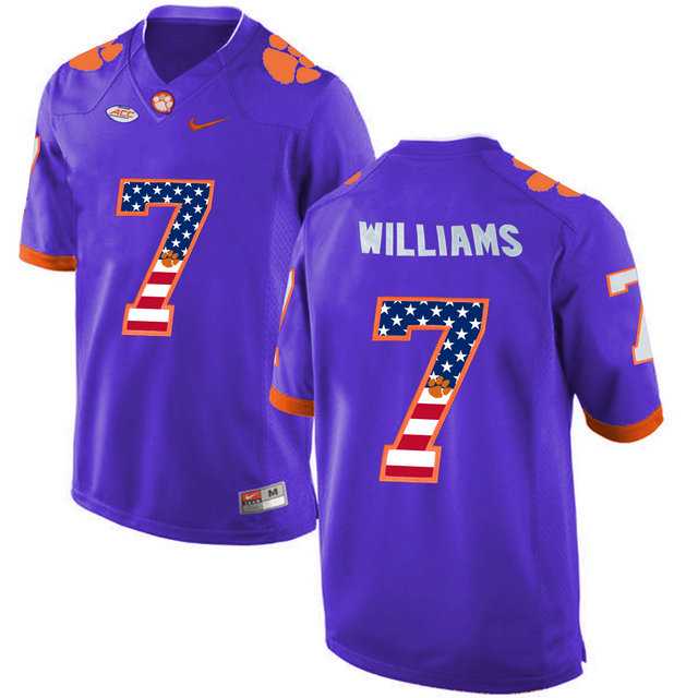 Clemson Tigers #7 Mike Williams Purple USA Flag College Football Jersey