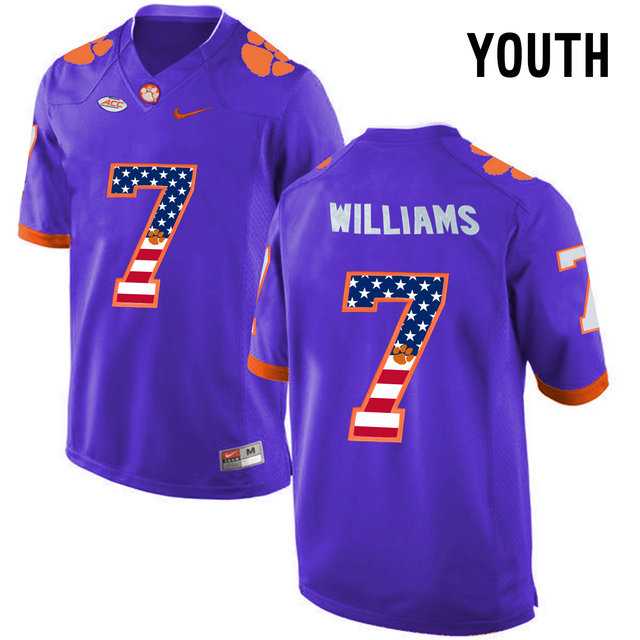 Clemson Tigers #7 Mike Williams Purple USA Flag Youth College Football Jersey