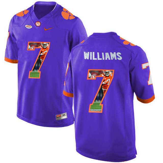 Clemson Tigers #7 Mike Williams Purple With Portrait Print College Football Jersey8
