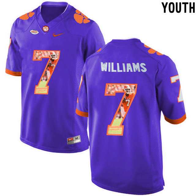 Clemson Tigers #7 Mike Williams Purple With Portrait Print Youth College Football Jersey