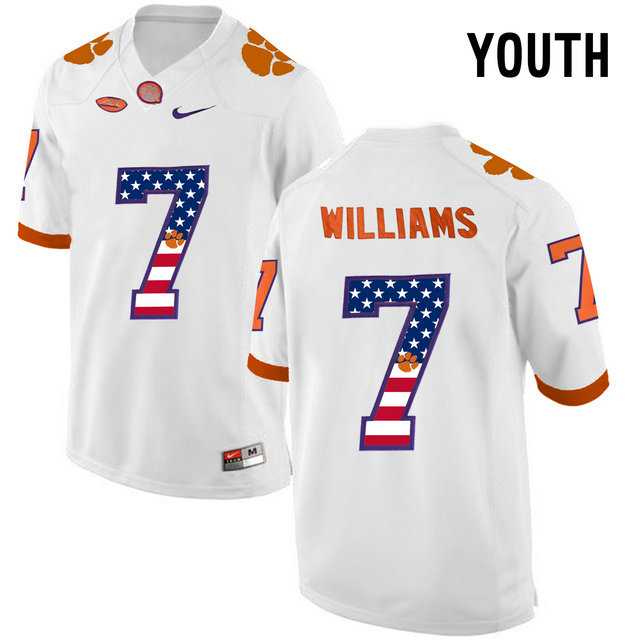 Clemson Tigers #7 Mike Williams White USA Flag Youth College Football Jersey
