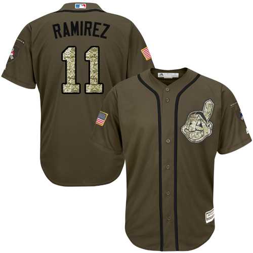 Cleveland Indians #11 Jose Ramirez Green Salute to Service Stitched MLB Jersey