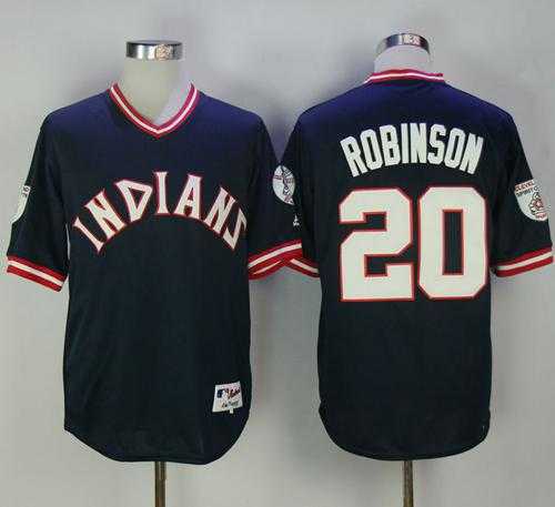 Cleveland Indians #20 Eddie Robinson Navy Blue 1976 Turn Back The Clock Stitched MLB Jersey