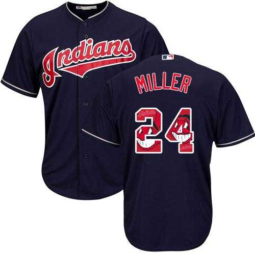 Cleveland Indians #24 Andrew Miller Navy Blue Team Logo Fashion Stitched MLB Jersey