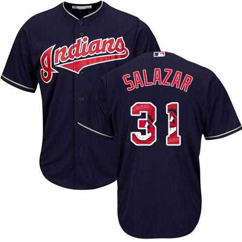 Cleveland Indians #31 Danny Salazar Navy Blue Team Logo Fashion Stitched MLB Jersey