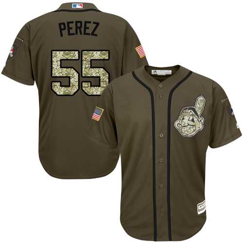 Cleveland Indians #55 Roberto Perez Green Salute to Service Stitched MLB Jersey
