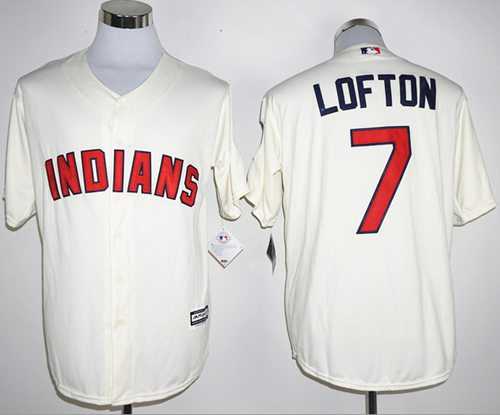Cleveland Indians #7 Kenny Lofton Cream New Cool Base Stitched MLB Jersey