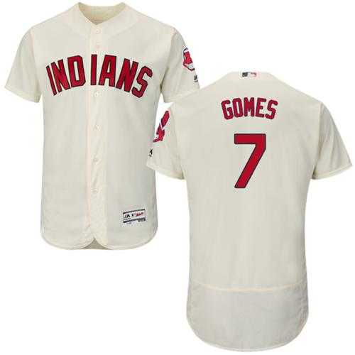 Cleveland Indians #7 Yan Gomes Cream Flexbase Authentic Collection Stitched MLB Jersey