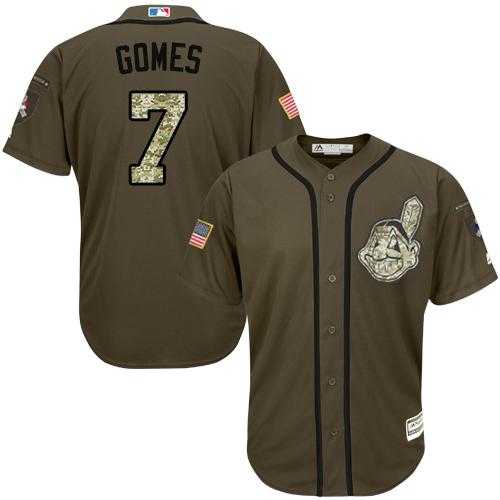 Cleveland Indians #7 Yan Gomes Green Salute to Service Stitched MLB Jersey