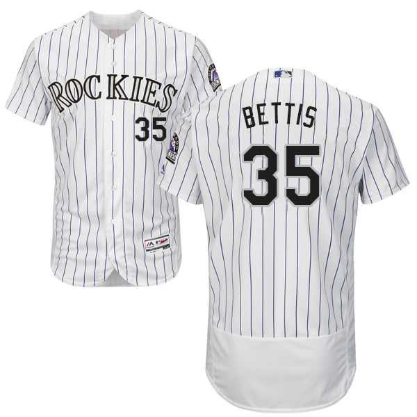Colorado Rockies #35 Chad Bettis White Strip Flexbase Authentic Collection Stitched MLB Jersey