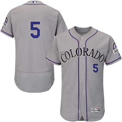 Colorado Rockies #5 Carlos Gonzalez Grey Flexbase Authentic Collection Stitched MLB Jersey