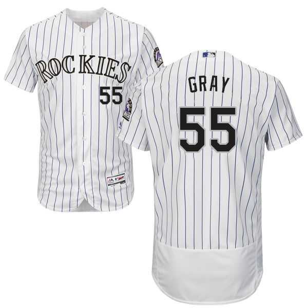 Colorado Rockies #55 Jon Gray White Strip Flexbase Authentic Collection Stitched MLB Jersey
