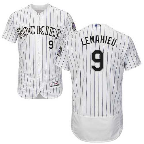 Colorado Rockies #9 DJ LeMahieu White Strip Flexbase Authentic Collection Stitched MLB Jersey