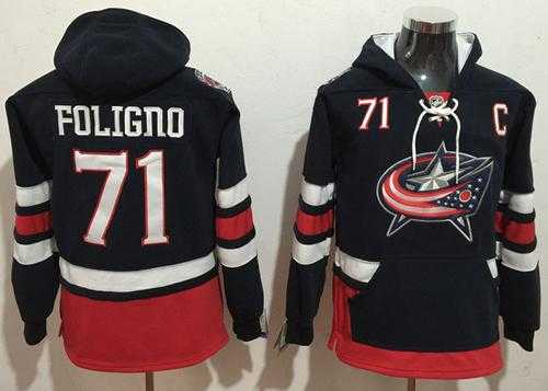 Columbus Blue Jackets #71 Nick Foligno Navy Blue Name & Number Pullover NHL Hoodie