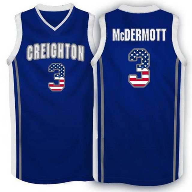 Creighton Bluejays #3 Doug McDermott Navy USA Flag College Basketball Jersey