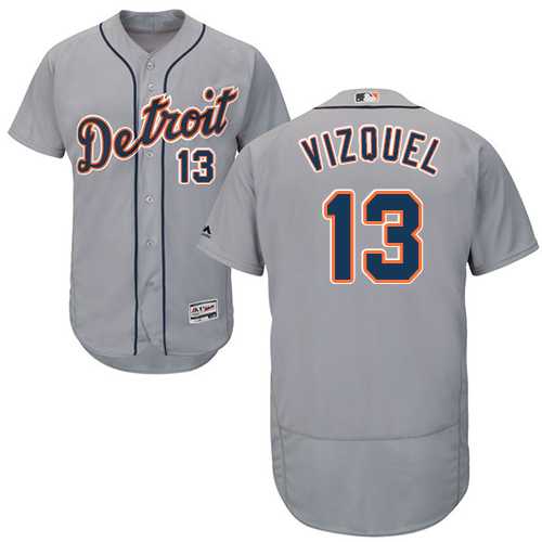 Detroit Tigers #13 Omar Vizquel Grey Flexbase Authentic Collection Stitched MLB Jersey