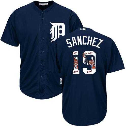 Detroit Tigers #19 Anibal Sanchez Navy Blue Team Logo Fashion Stitched MLB Jersey
