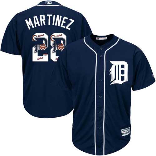 Detroit Tigers #28 J. D. Martinez Navy Blue Team Logo Fashion Stitched MLB Jersey