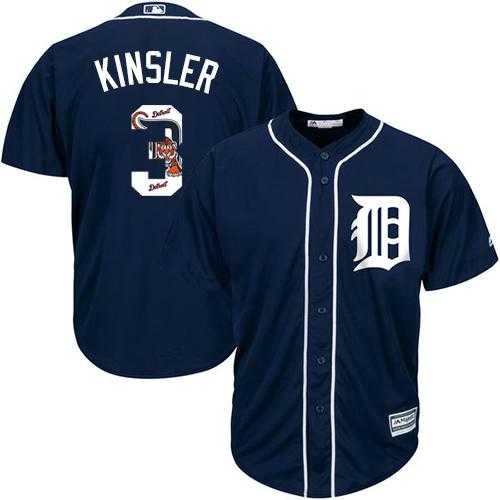 Detroit Tigers #3 Ian Kinsler Navy Blue Team Logo Fashion Stitched MLB Jersey