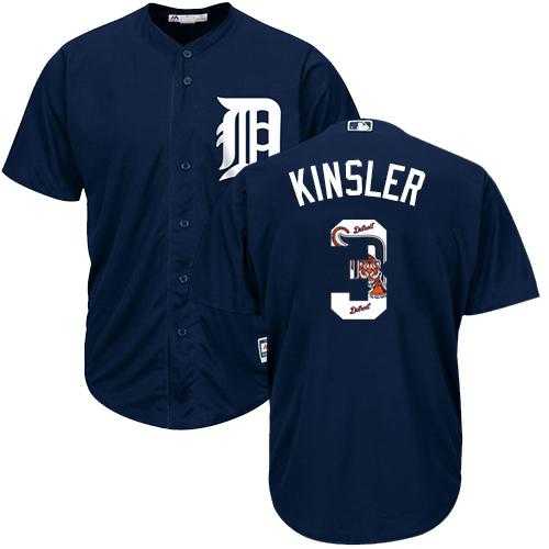 Detroit Tigers #3 Ian Kinsler Navy Blue Team Logo Fashion Stitched MLB Jersey