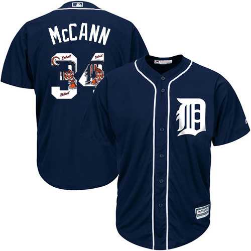 Detroit Tigers #34 James McCann Navy Blue Team Logo Fashion Stitched MLB Jersey