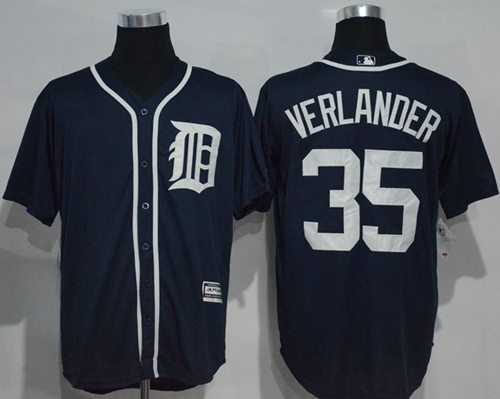 Detroit Tigers #35 Justin Verlander Navy Blue New Cool Base Stitched MLB Jersey