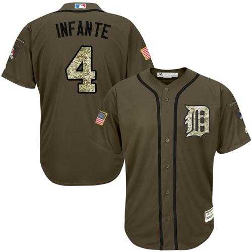Detroit Tigers #4 Omar Infante Green Salute to Service Stitched MLB Jersey