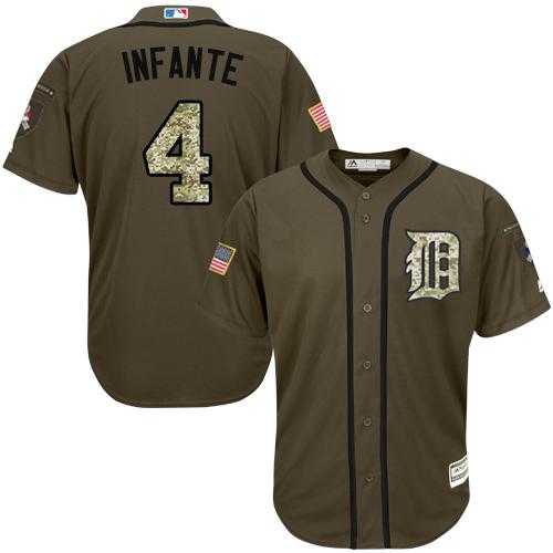 Detroit Tigers #4 Omar Infante Green Salute to Service Stitched MLB Jersey Detroit Tigers #4 Omar Infante Green Salute to Service Stitched MLB Jersey