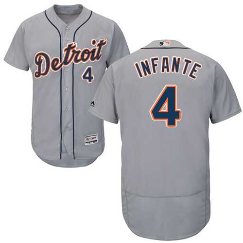 Detroit Tigers #4 Omar Infante Grey Flexbase Authentic Collection Stitched MLB Jersey