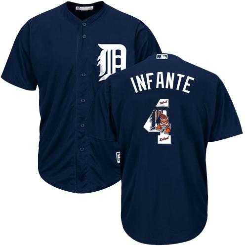 Detroit Tigers #4 Omar Infante Navy Blue Team Logo Fashion Stitched MLB Jersey