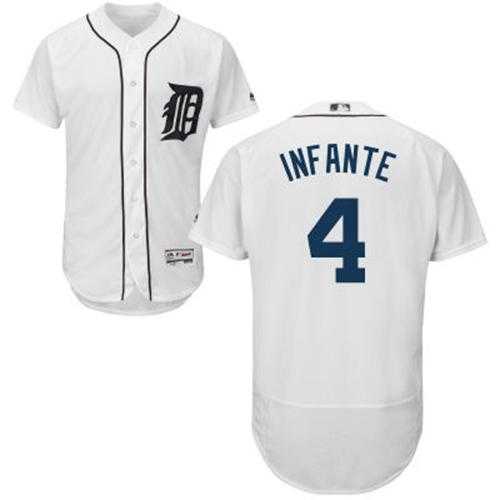 Detroit Tigers #4 Omar Infante White Flexbase Authentic Collection Stitched MLB Jersey