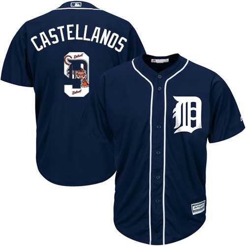 Detroit Tigers #9 Nick Castellanos Navy Blue Team Logo Fashion Stitched MLB Jersey