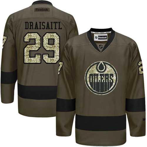 Edmonton Oilers #29 Leon Draisaitl Green Salute to Service Stitched NHL Jersey