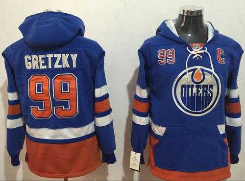 Edmonton Oilers #99 Wayne Gretzky Light Blue Name & Number Pullover NHL Hoodie