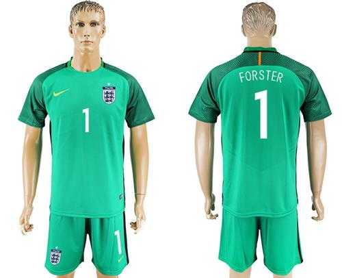 England #1 Forster Green Goalkeeper Soccer Country Jersey